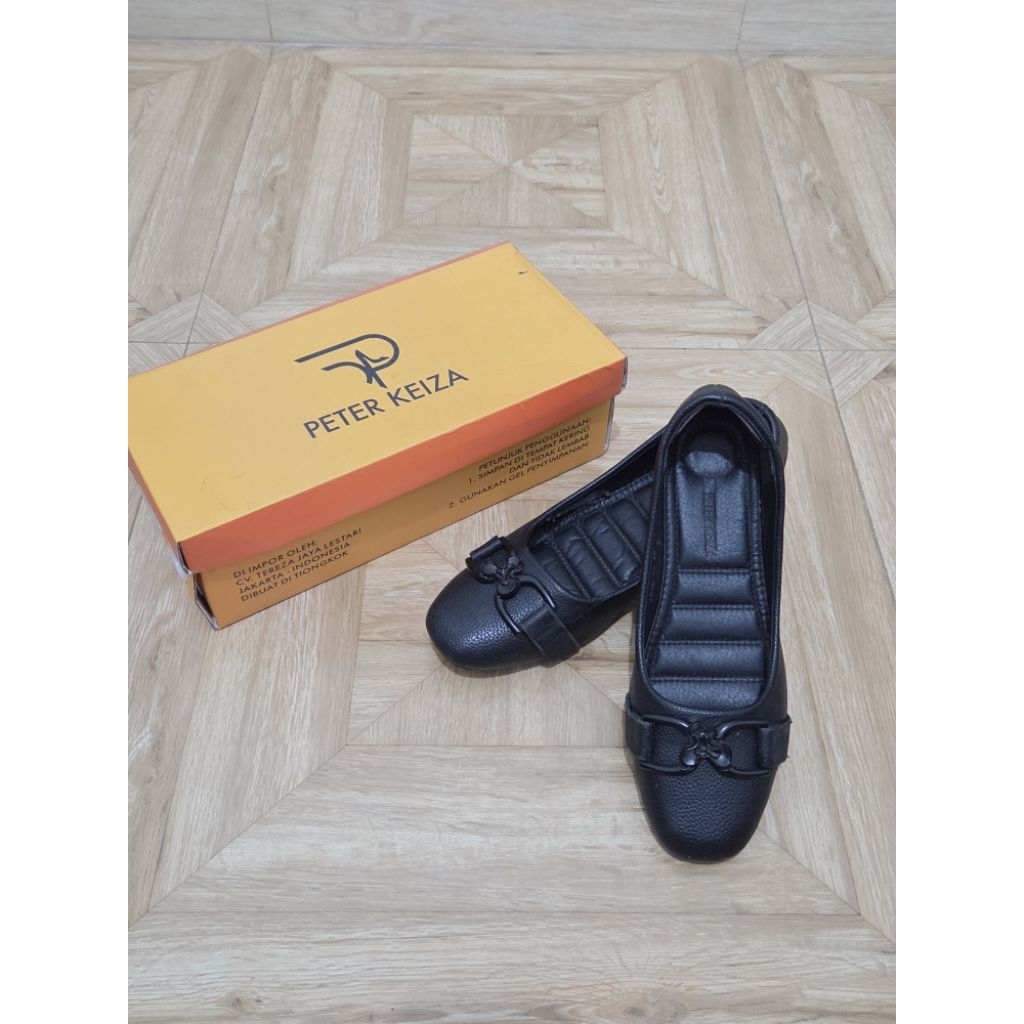 Sepatu Pump Flat Shoes Peter Keiza Black Hitam Formal Kantor Cewek Wanita