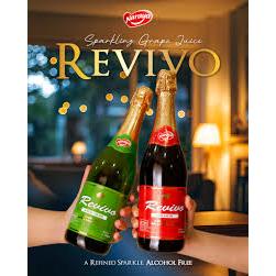 Naraya Revivo Sparkling Grape Juice Non Alcohol Minuman Anggur Botol 750ml Varian White Grape / Red 