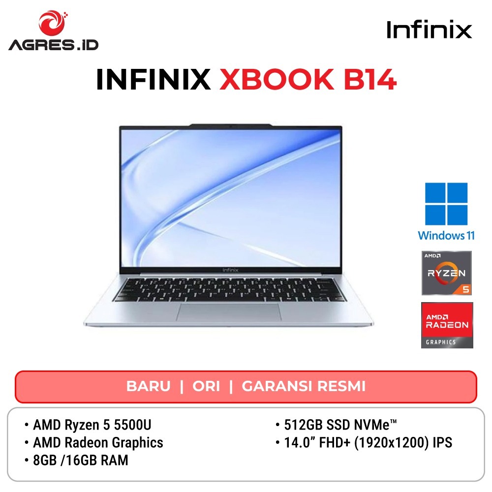 INFINIX XBOOK B14 AMD RYZEN 5 5500U - RAM 16GB 256GB WINDOWS 11 14.0WUXGA IPS