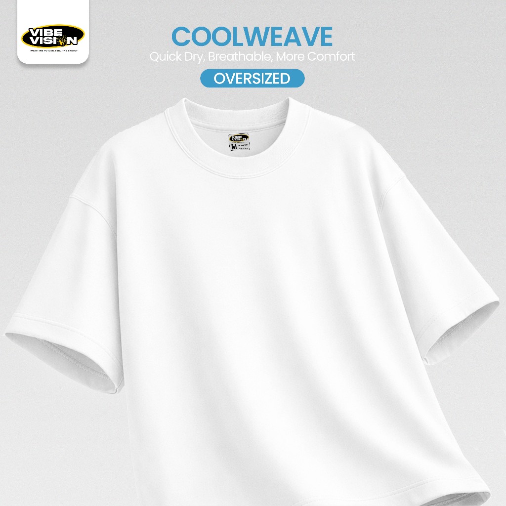 VibeVision Kaos Oversized Polos Cotton 16s | Kaos Oversized Putih Polos Pria Premium