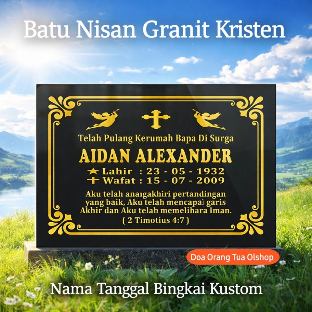 Batu Nisan Makam Kristen + Free Packing