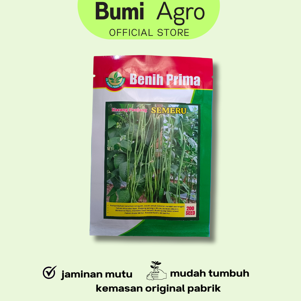 Benih Kacang Panjang  Hijau 500 gram SEMERU Benih Prima Unggul Lebat Mudah Dirawat Biji Merah Putih