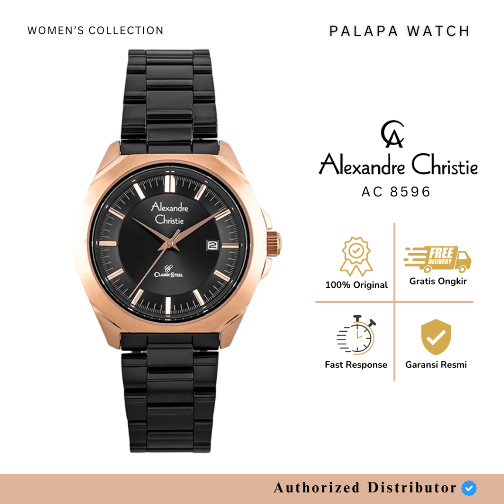 Jam Tangan Wanita Alexandre Christie AC 8596 / AC8596 Rantai Original