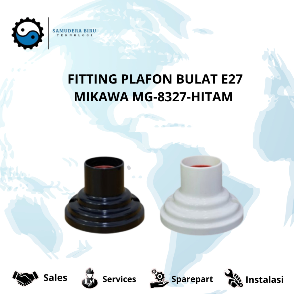 FITTING PLAFON BULAT E27 MIKAWA MG-8327-HITAM