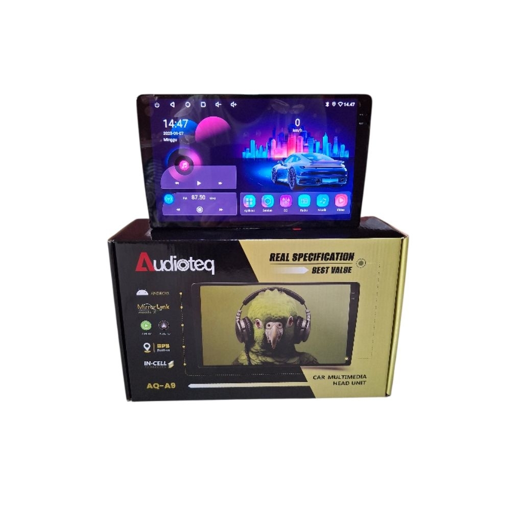 Head unit android 10 inch audioteq AQ-A9 ram 4+64 incell+support android auto+carplay