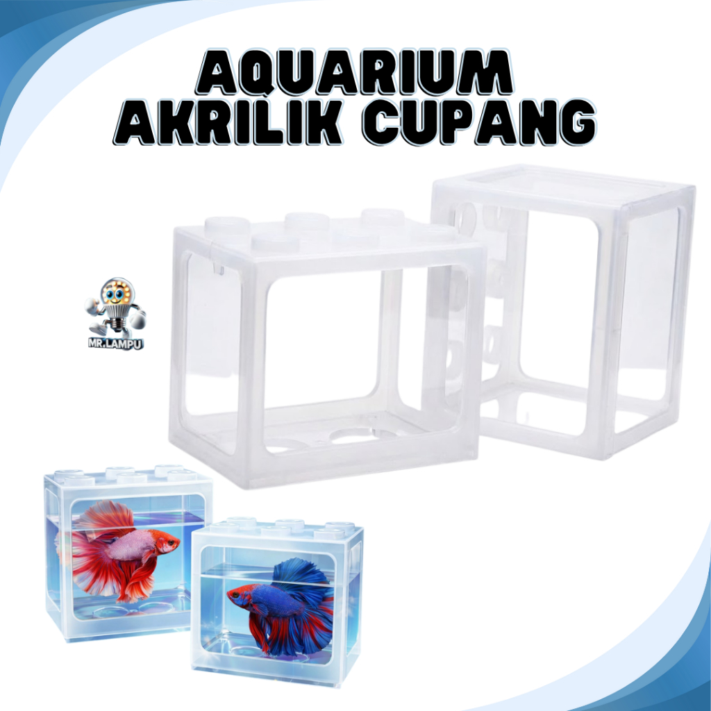 Aquarium Akrilik Cupang Mini Transparan | Akuarium Ikan Cupang Kotak  Wadah Ikan Hias Akrilik Bening