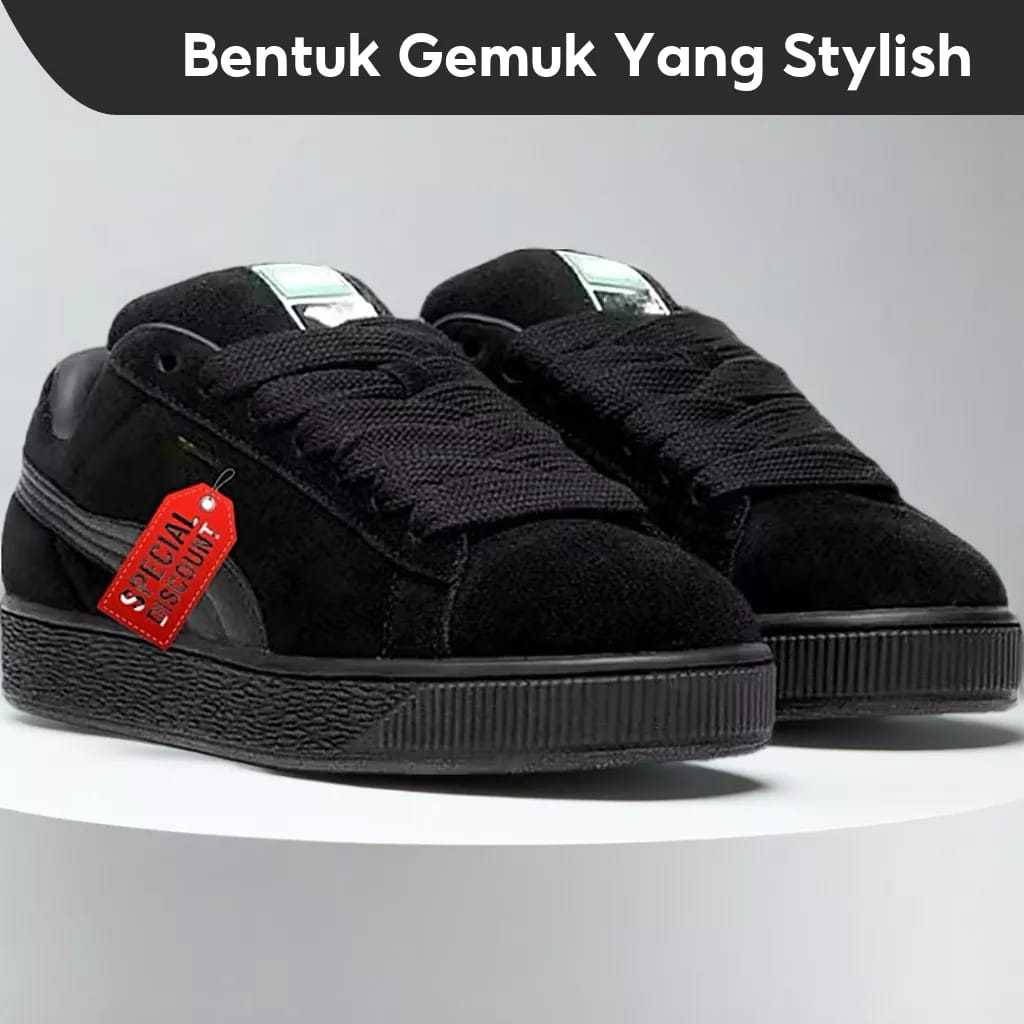 Sepatu Sneakers Hitam Casual Bahan Su3de XL Full Black High Quality Sepatu Pria Wanita Unisex All Bl