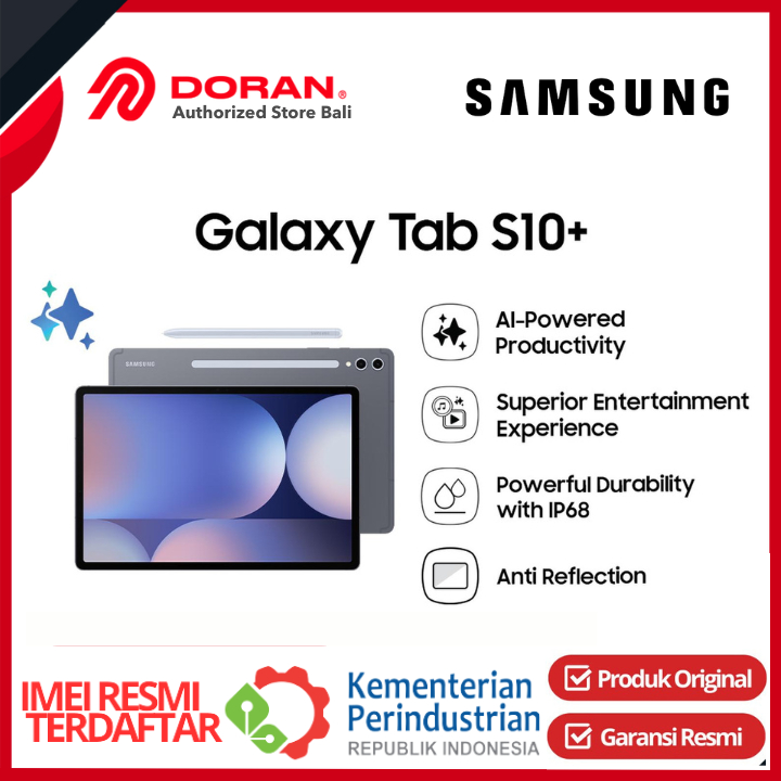 Samsung Galaxy Tab S10 Plus 5G 12/256GB Dimensity 9300+ 12.4" Dynamic AMOLED Original Garansi Resmi