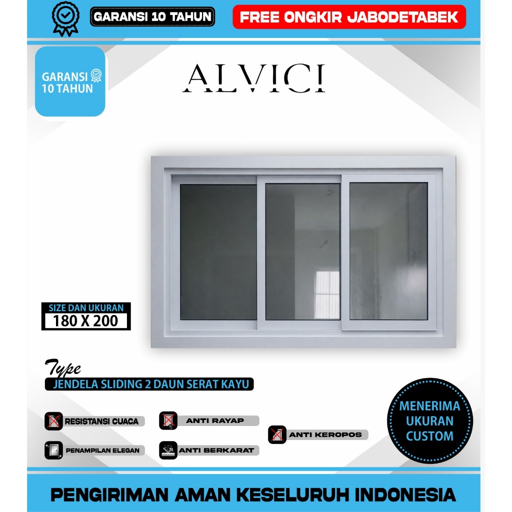 Jendela UPVC Sliding 3 Daun Jendela Rumah Modern Mminimalis ALVICI