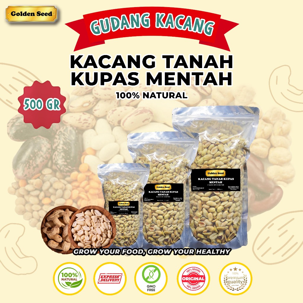 500 gr KACANG TANAH KUPAS MENTAH JUMBO / KACANG TANAH KUPAS MENTAH BESAR SIZE 25/29