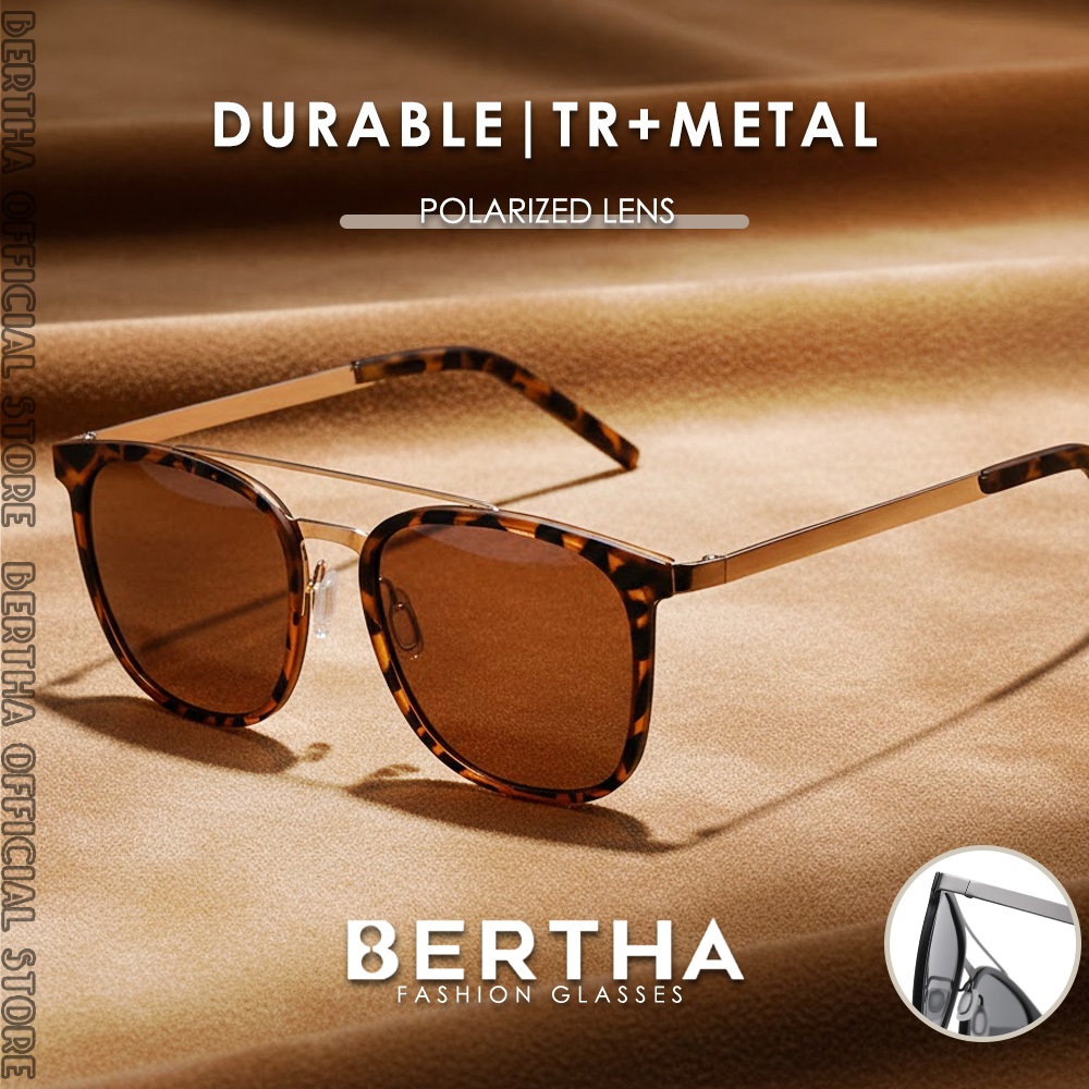 BERTHA Kacamata Sunglasses Polarized Anti Silau Sinar Matahari Bentuk Frame Aviator Bahan Frame Tr90