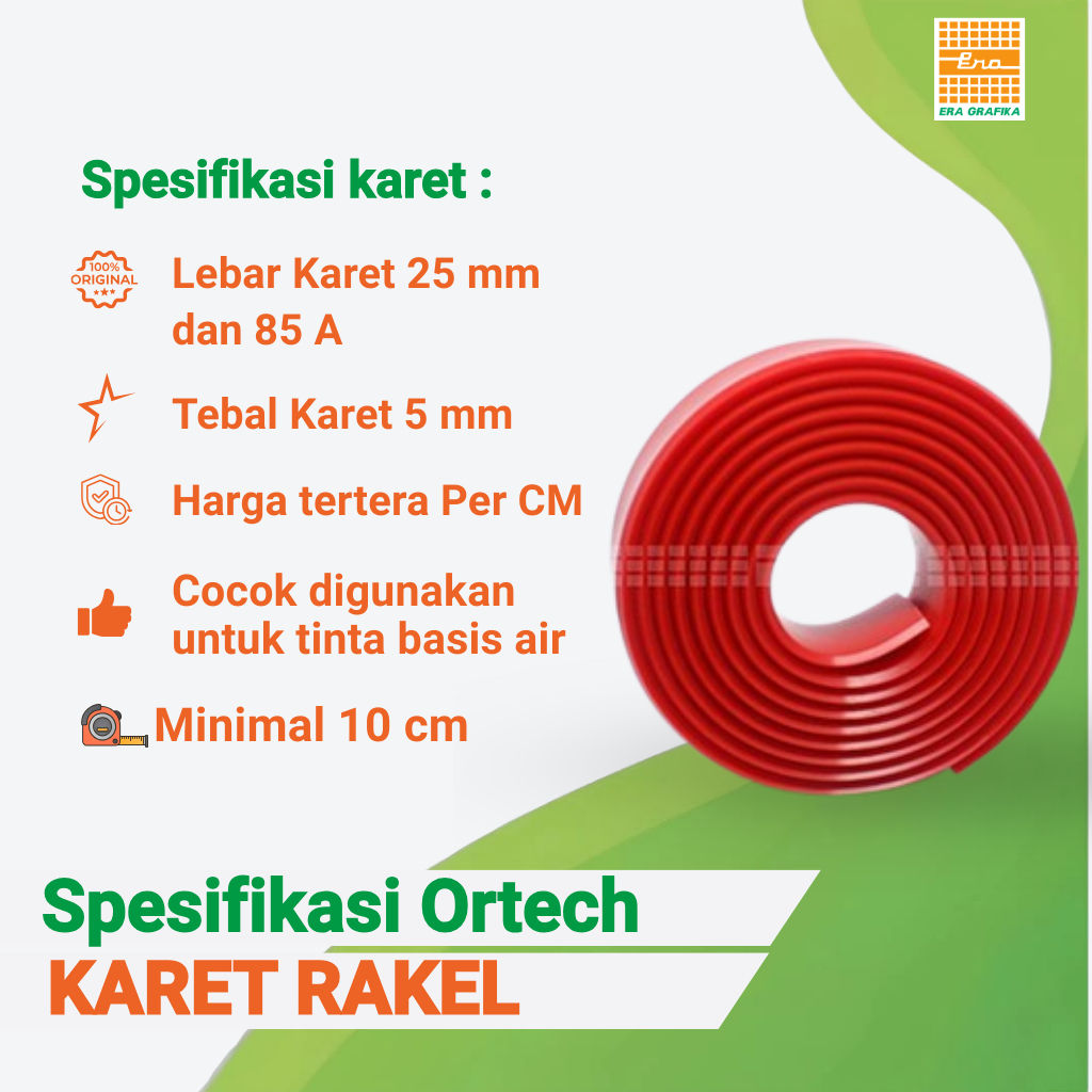 Karet Rakel Sablon ORTECH Merah | Rakel Sablon Lancip Basis Air