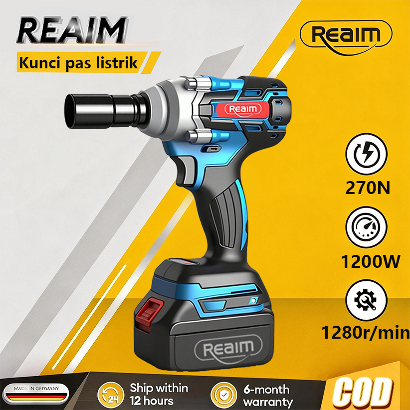 Reaim Impact Wrench Bor Impact Baterai Wrench Cordless Wrench Impact Apr