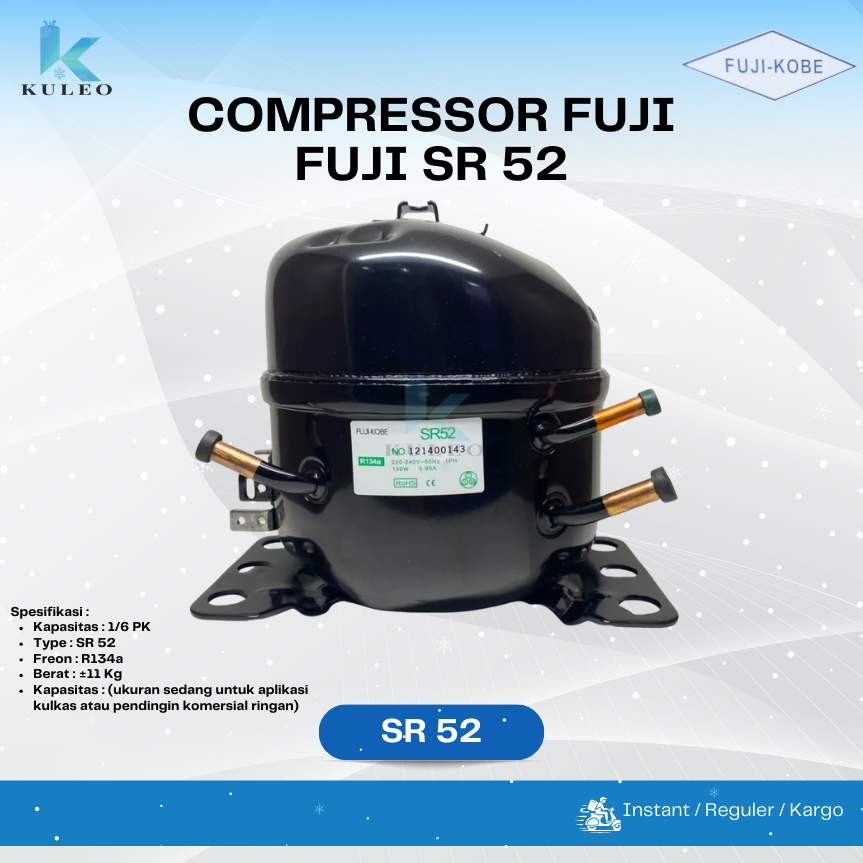 Kompresor Kulkas Fuji SR 52 1/6HP - Kompresor Kulkas Fuji SR52 Original - Kompresor Fuji SR52 1/6Hp 
