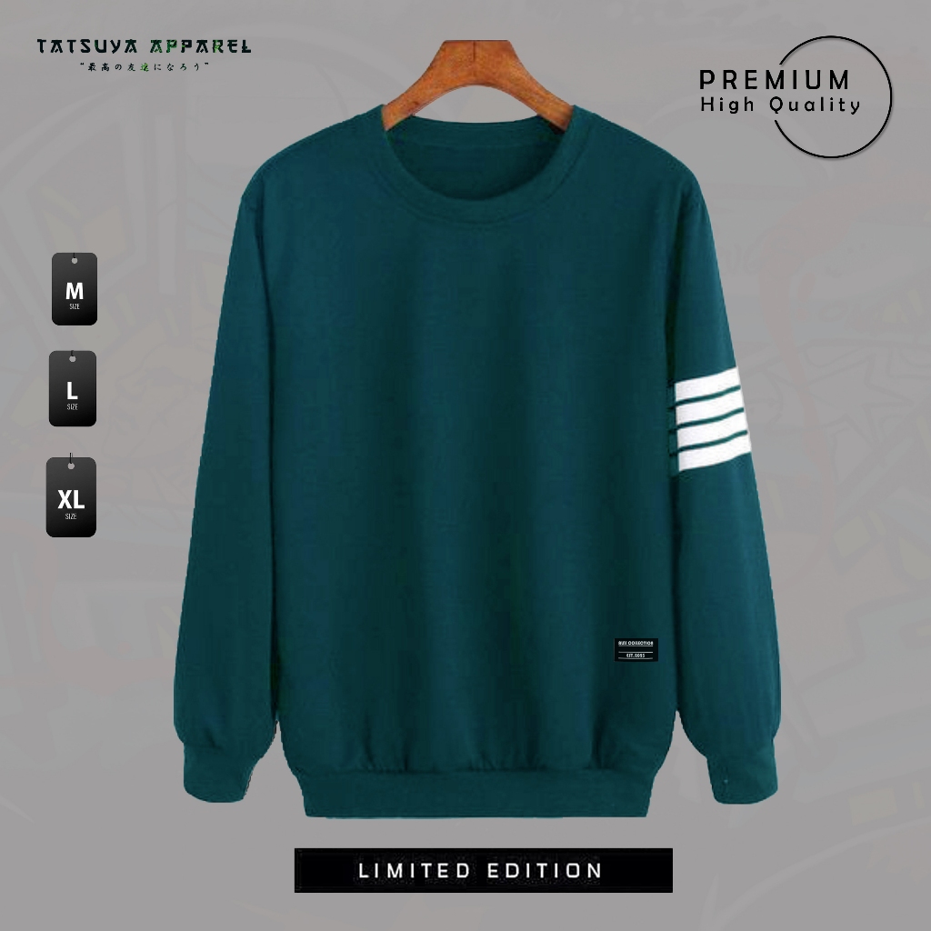 Crewneck Line Four CN Pria/Wanita Terbaru Motif GARIS PUTIH -DARI Tatsuya Apparel