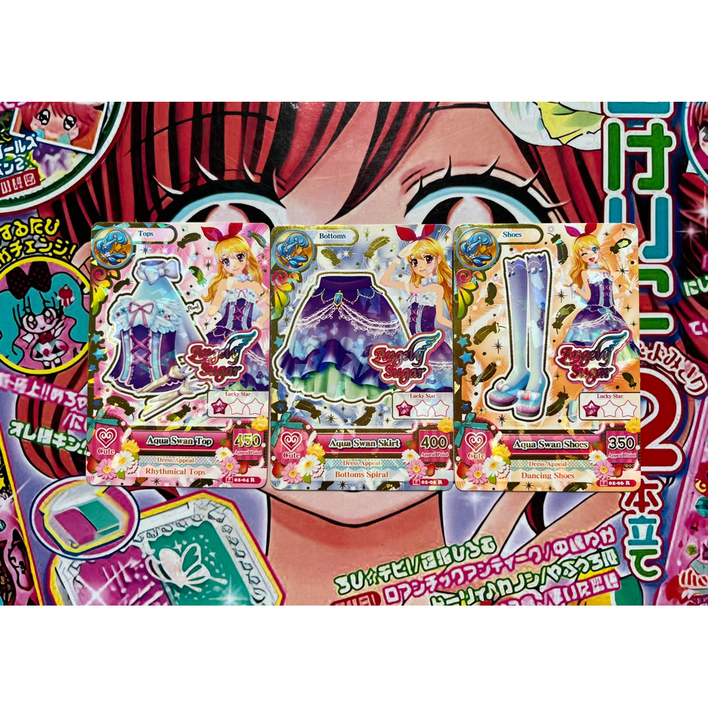 Kartu Aikatsu Ichigo Hoshimiya Angely Sugar Aqua Swan Coord Cute Tops Bottoms Shoes Original Officia