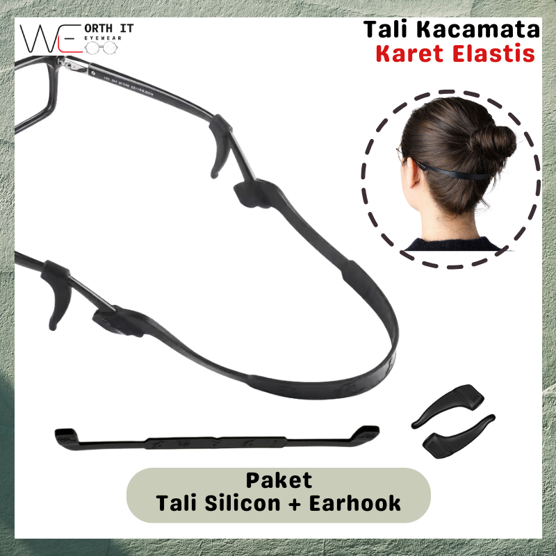 Worth It - Tali Kacamata Olahraga Silicone Earhook Pria Wanita, Karet Elastis Penahan Kacamata Anti 
