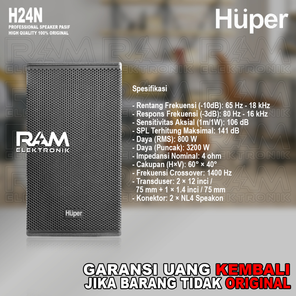 Speaker Pasif Bi-Amp 2 x 12 Inch HUPER H24N | H24 N | H 24N Original 800 Watt Harga 1 PCS