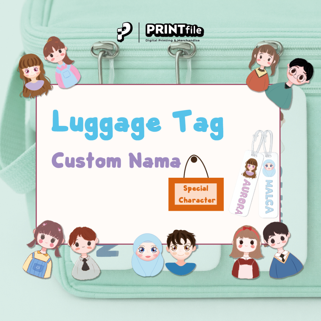 PRINTFILE - Luggage Name Tag Anak Karakter | Name Tag Tas & Koper Anak | Label Nama Anak Custom Lucu