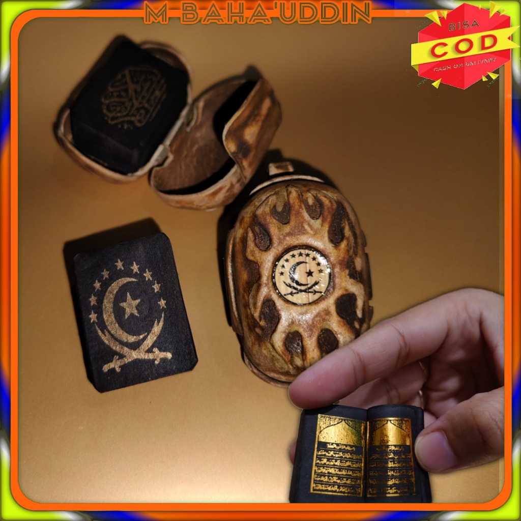 Stambul Al Qur'an pingulan warna hitam tinta emas wadah bandul antik