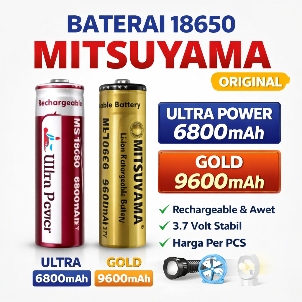 Baterai Isi Ulang Mitsuyama Ultra Power 6800mAh/Gold 9600 mAh - Kapasitas Tinggi Tahan Lama Murah