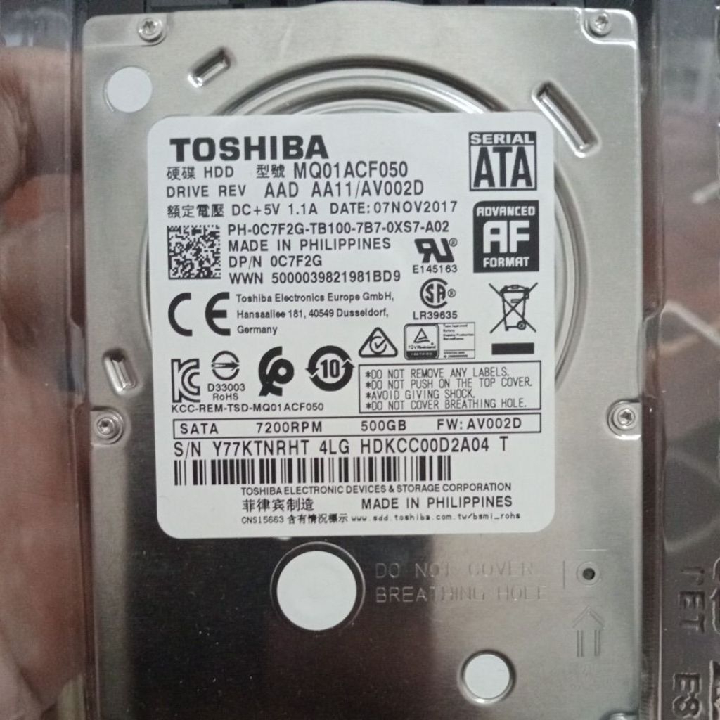 hdd Toshiba 500gb laptop