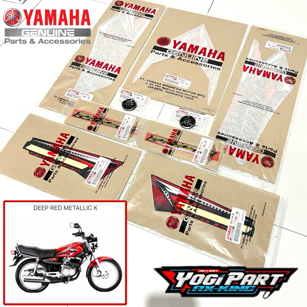 STRIPING + EMBLEM SET RX KING PEREDAM 2008 MERAH ORIGINAL YAMAHA GENUINE PART