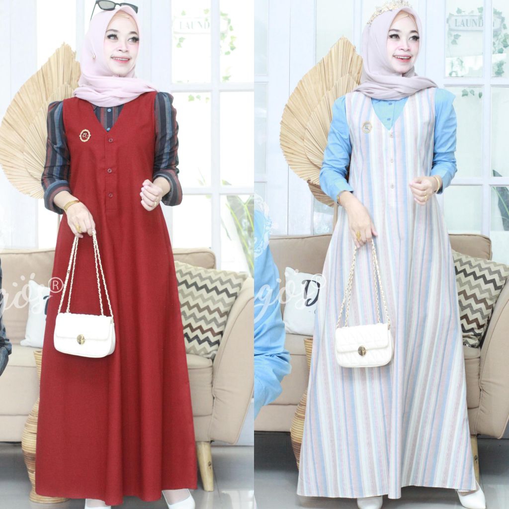SET OVERALL GAMIS KATUN TRISET BY QUZIAGOS