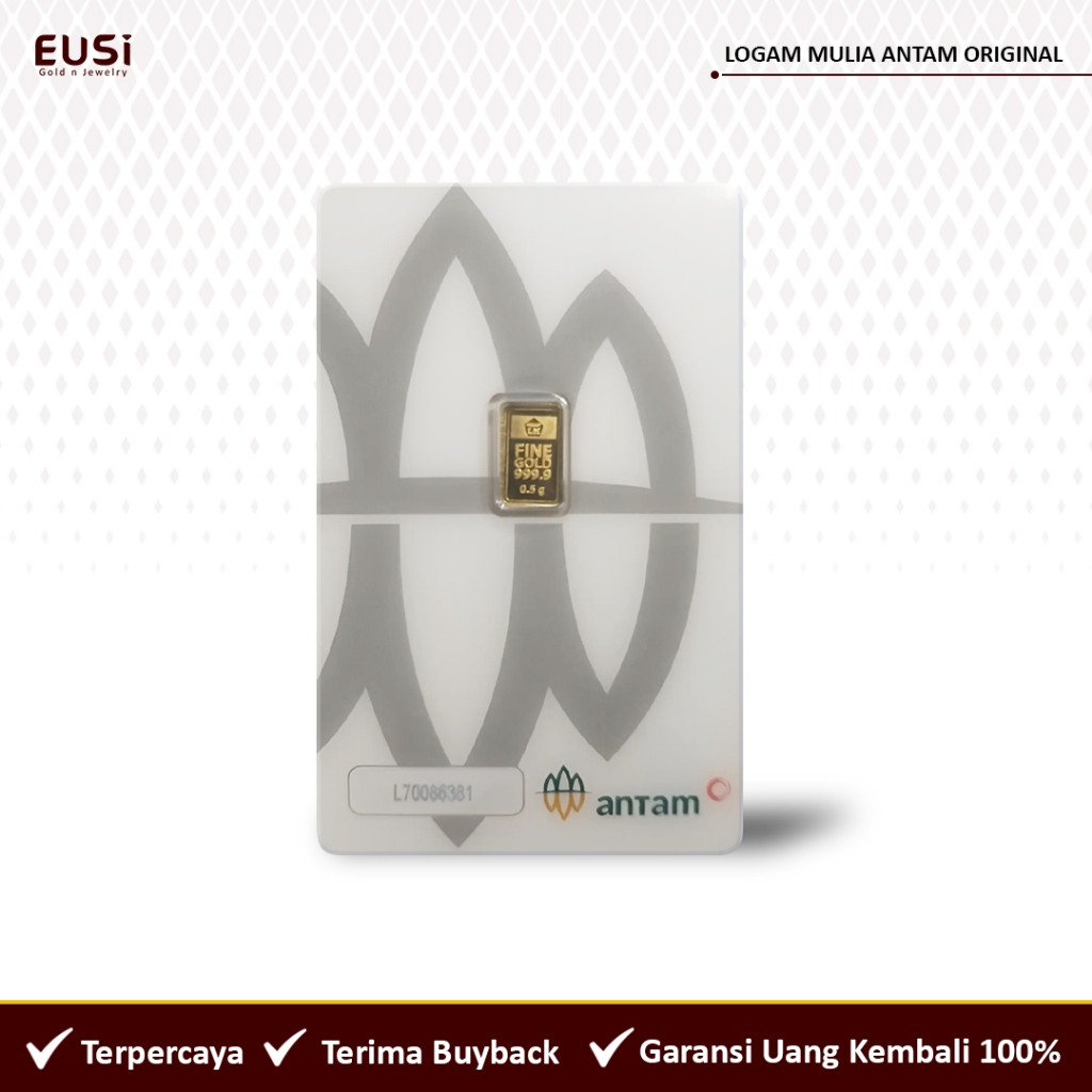 Eusi Jewelry Logam Mulia Antam 0,5 Gram Asli 99,99% Redmark Emas Batangan Bersertifikat