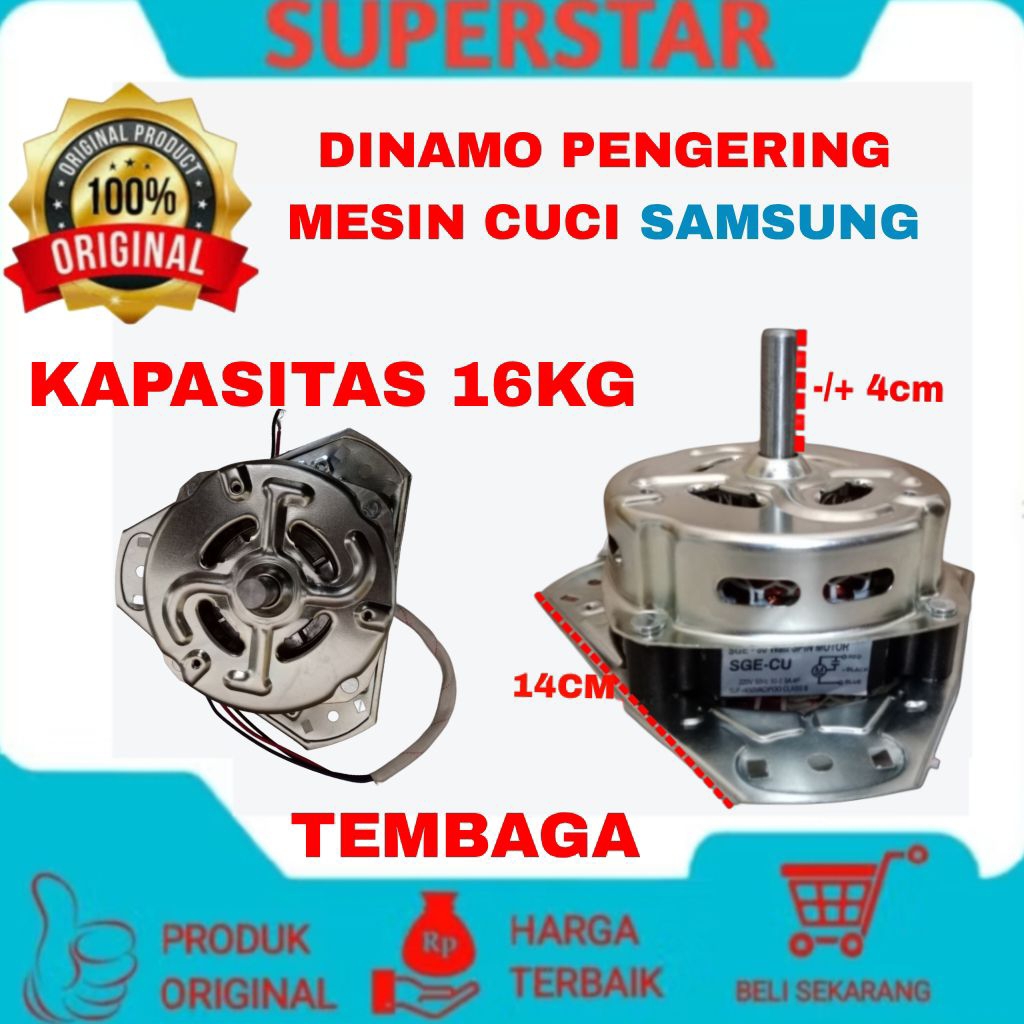 DINAMO PENGERING/SPIN mesin cuci SAMSUNG kapasitas 16KG as 12mm asli tembaga