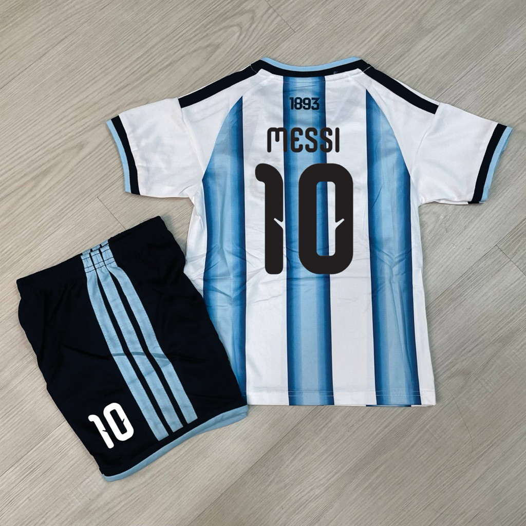 Jersey Kids Set 4RG3NTIN4 Home Biru-Putih 2025 Seri 50th Anniversary Setelan Sepak Bola Futsal Anak 