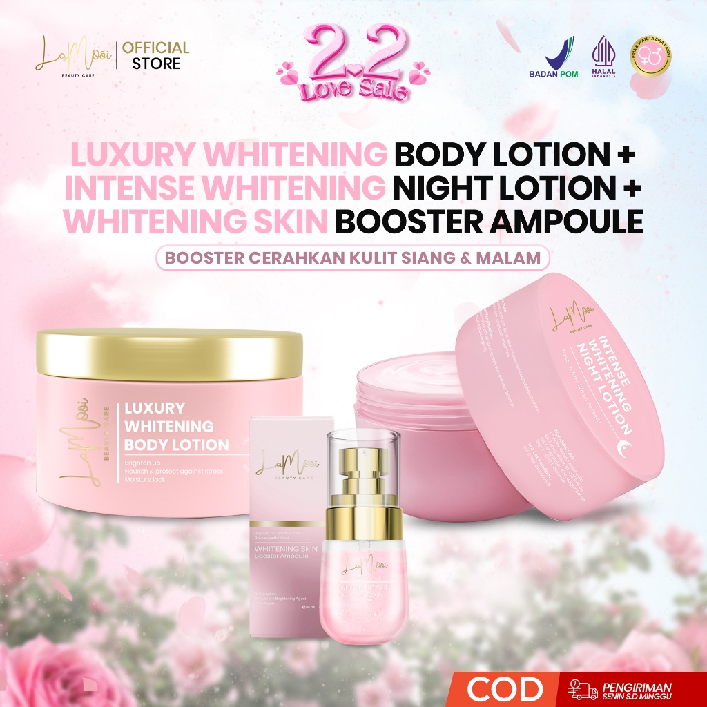[LAMOOI] Luxury Whitening Body Lotion (HB Siang) + Intense Whitening Night Lotion (HB Malam) + Body 