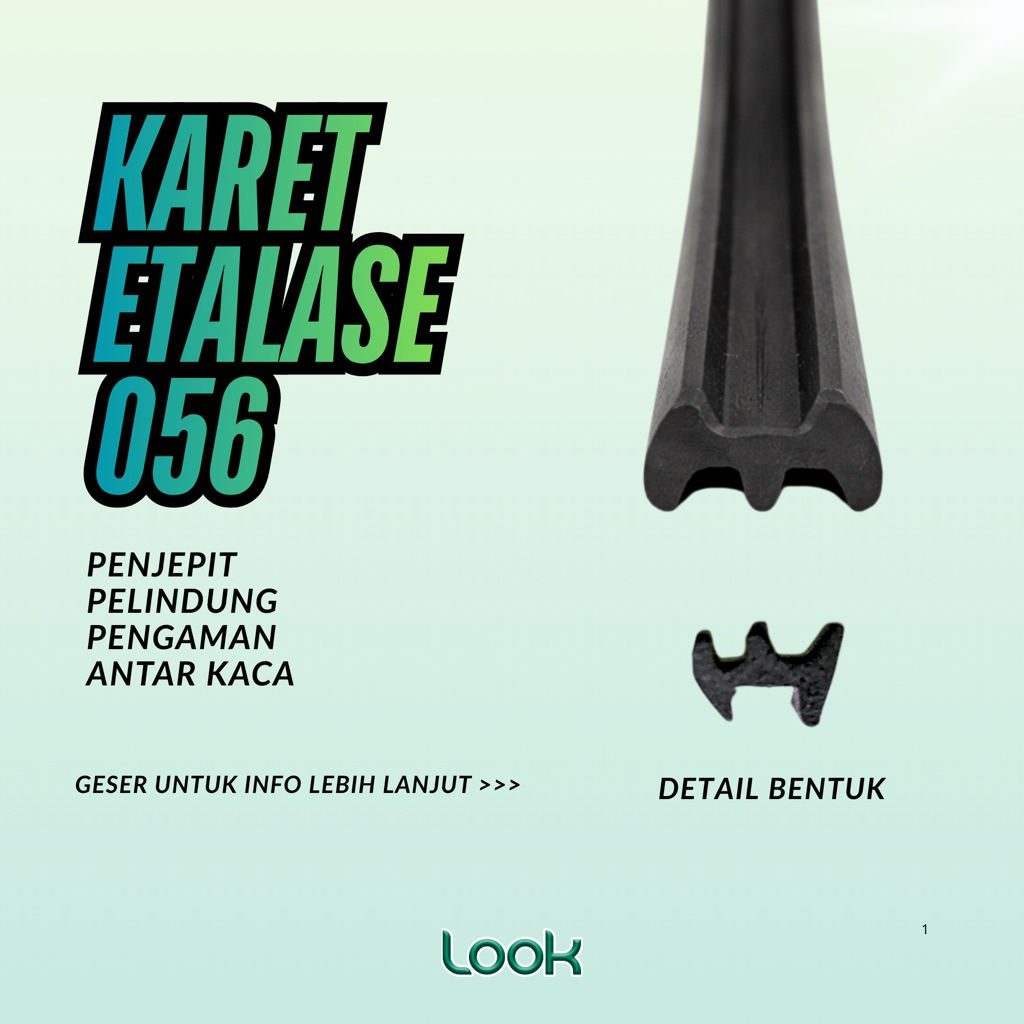 Karet Lis 056 Hitam Untuk Showcase Kaca Etalase Meteran