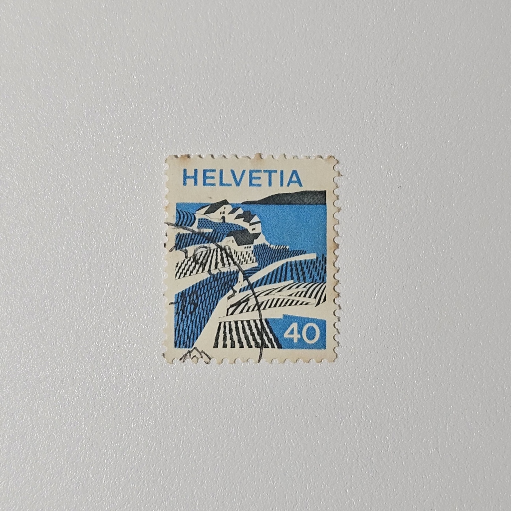 Perangko Pos Helvetia Swiss: Pemandangan Terasering (Perangko Vintage 1960)