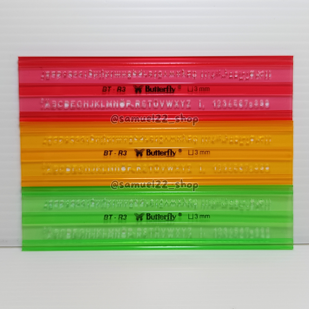 Penggaris Sablon Mal Template Huruf Angka BUTTERFLY BT-R3 3 mm