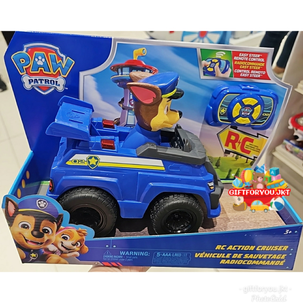 Paw Patrol Chase RC Action Cruiser Remote Control Car LED Lights & Easy-Steer Controller Figure Mini