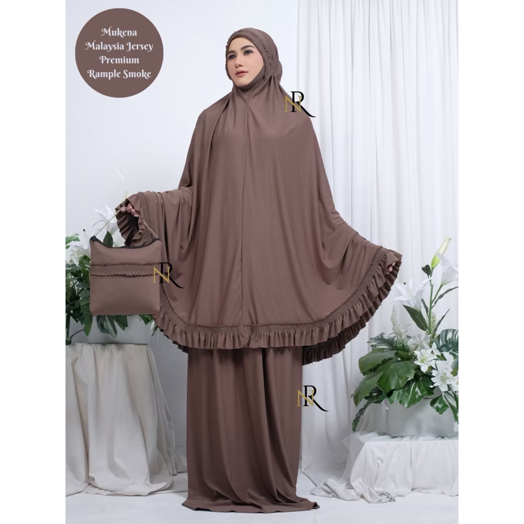 Nai-Rhu Mukena Dewasa Jersey Premium Telekung Malaysia SmokeSeries