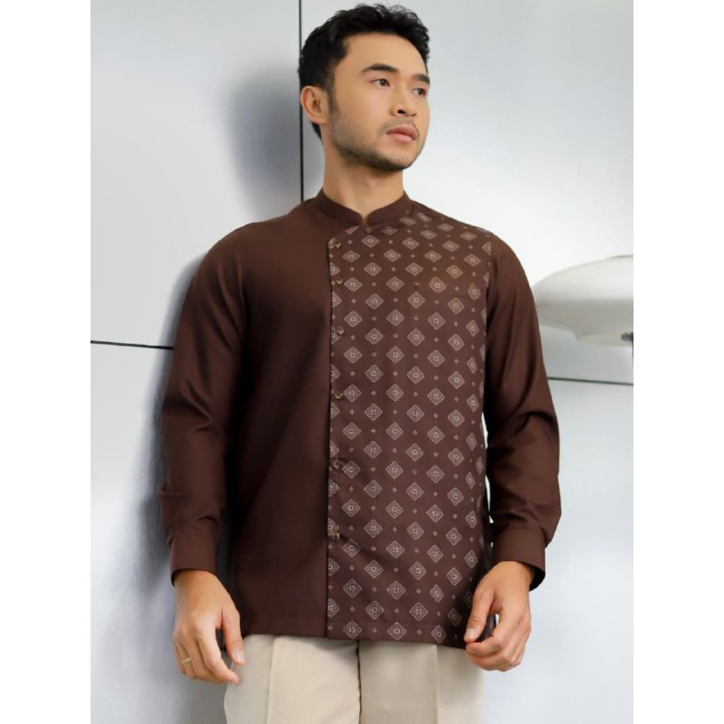 Saviq - Baju Koko Beskap Batik Separo Lengan Panjang Pria