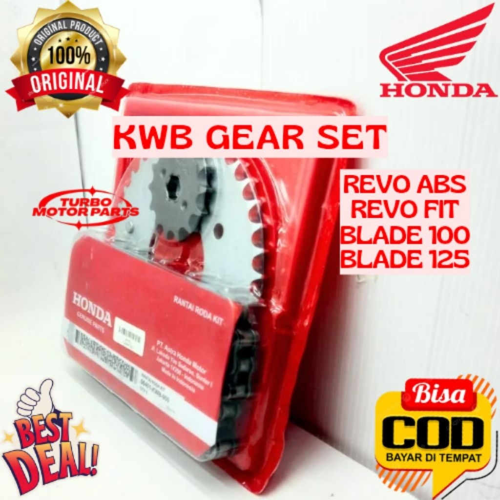 GEAR SET ORIGINAL HONDA KODE KWB, GEAR SET REVO ABS, GEAR SET REVO FIT, GEAR SET BLADE 100, GEAR SET