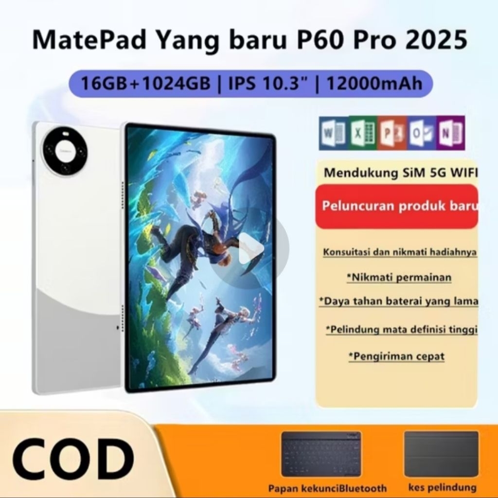 Tablet-Ipad Android P60Pro Blue RAM 16GB-Memory 1TB