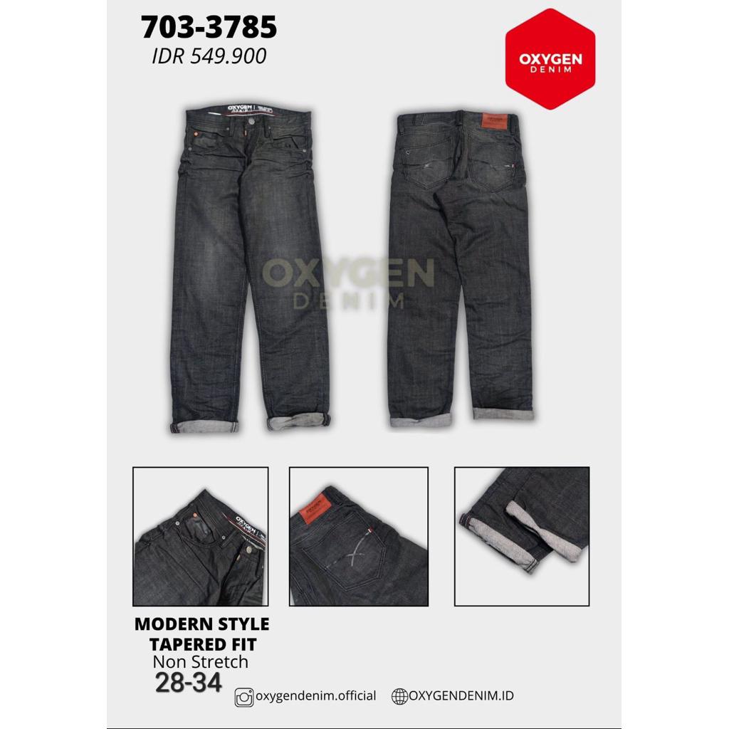 CELANA JEANS OXYGEN DENIM ORIGINAL 703-3785 / Non Stretch / PAKAIAN PRIA DEWASA