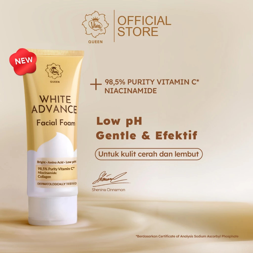 Viva Queen White Advance Facial Foam - Sabun Cuci Muka Vitamin C & Niacinamide (pH Balance)