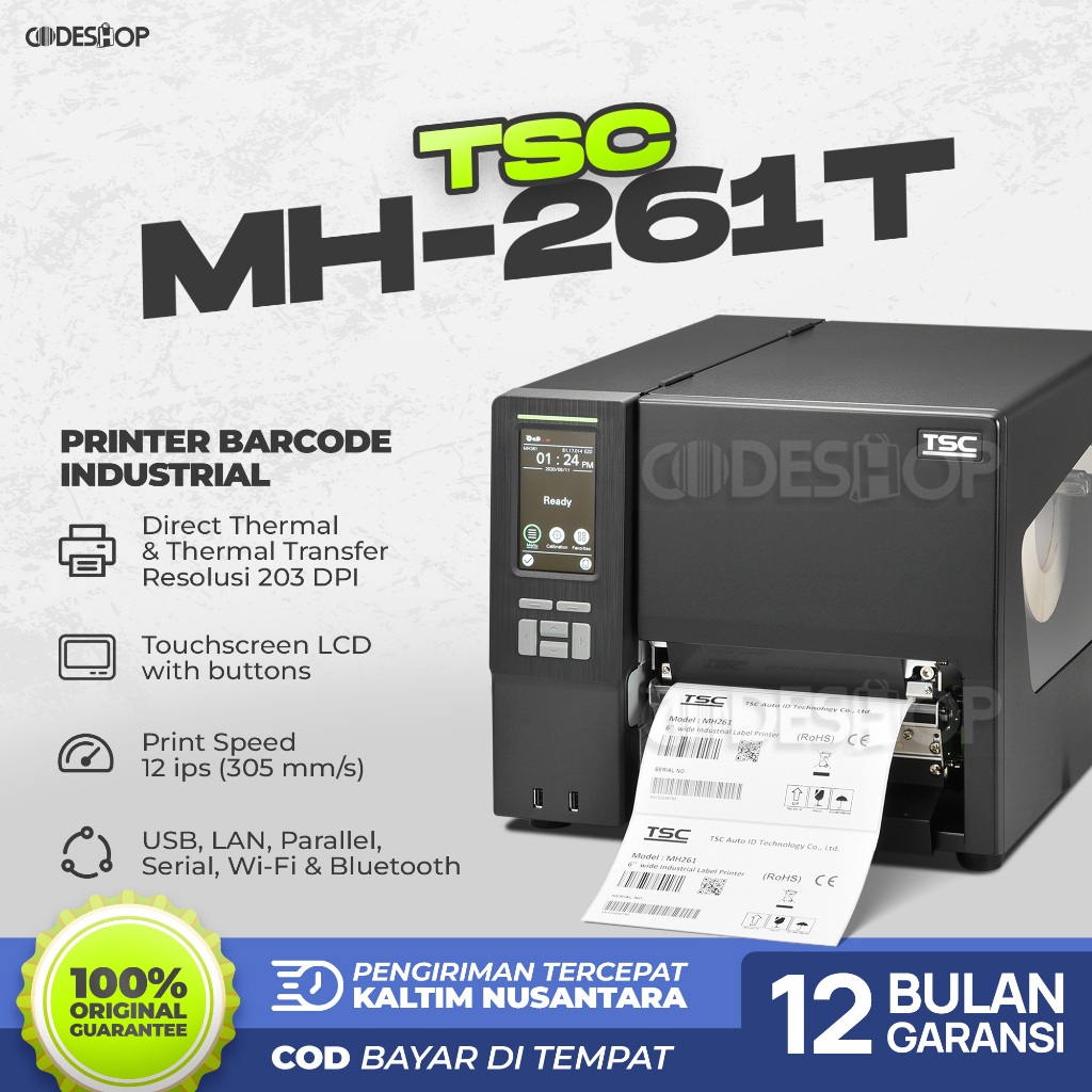 TSC MB241T Printer Barcode Industrial MH241 Direct Thermal Transfer Cetak Label Sticker Resi Industr