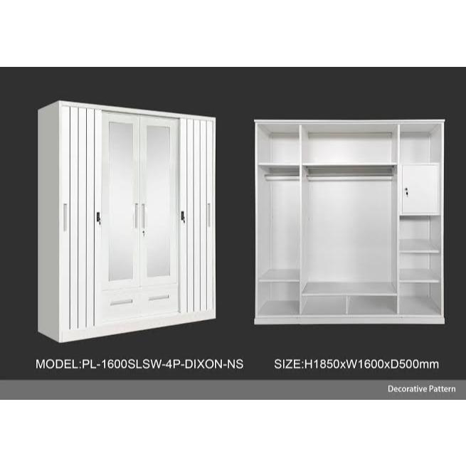 Lemari Baju Besi Sliding 160 cm Lemari besi 4 pintu Jumbo sliding besi Lemari pakaian besi jumbo 2 p