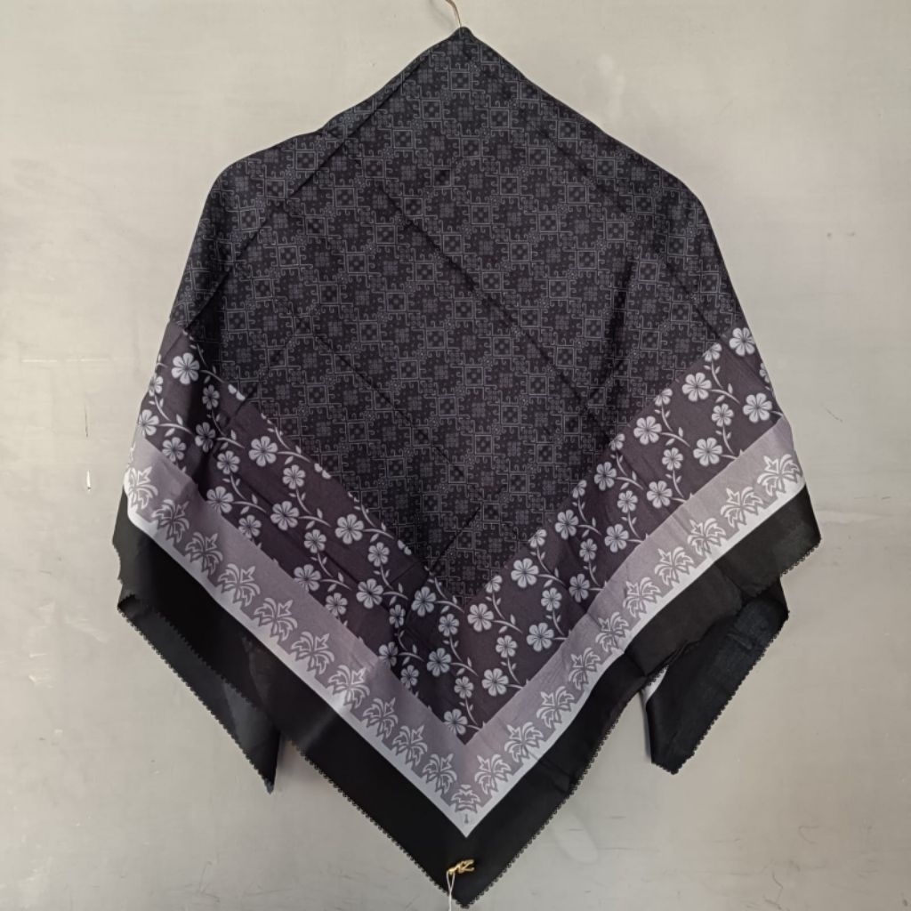 Azara scarves black editions hijab jilbab kerudung motif warna dasar hitam segiempat finishing laser