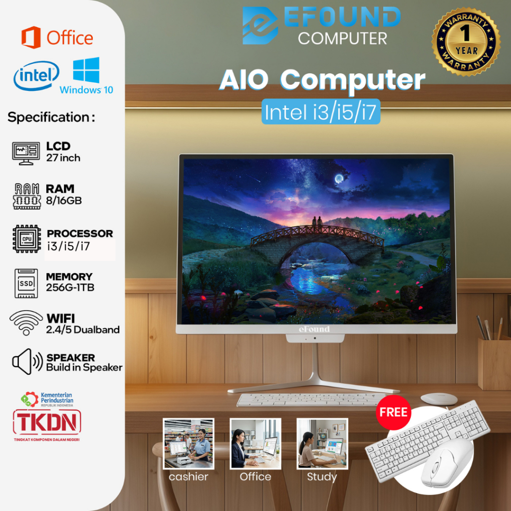 eFound NEW PC All-in-One Intel Core i3/i5/i7 – Super Tipis, Full HD 27 inch Z2, 16GB RAM, 1TB SSD Co