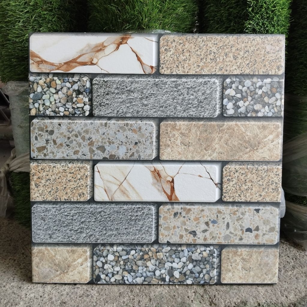 KERAMIK 40x40 BATA CREAM MATT GREY KASAR DINDING TERAS ELEGAN