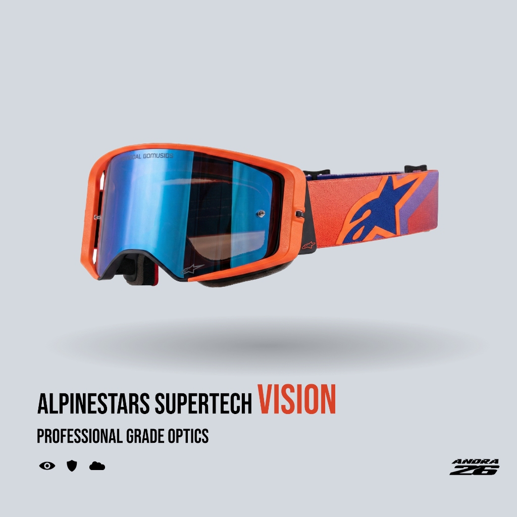 Alpinestars Supertech Vision Goggle - Wide View Anti-Fog Mirror Lens - Kacamata Motocross Enduro Pro
