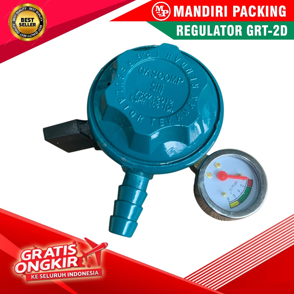 ORIGINAL] Regulator Gas Gascomp GRT-2D Meter LPG - Tabung 3kg & 12kg