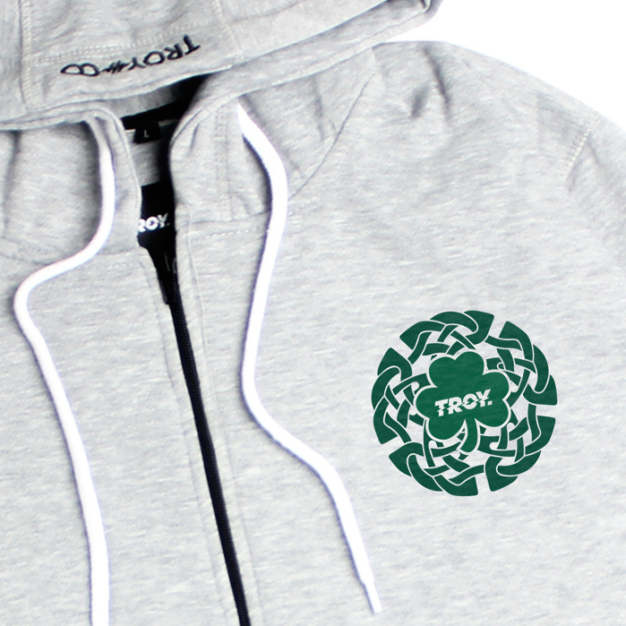 Troy Company Zipper Hoodie Misty Grey Clover Hexa - Hoodie Zipper Hoodie Abu Misty ZHD 3181